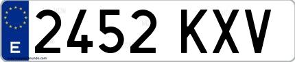 Ejemplo de matrícula española 2452 KXV