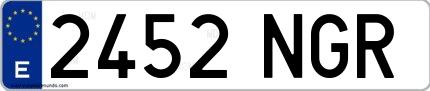 Ejemplo de matrícula española 2452 NGR