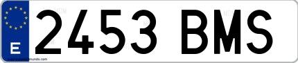Ejemplo de matrícula española 2453 BMS