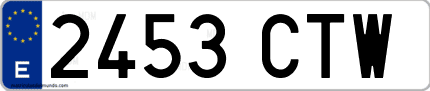 Ejemplo de matrícula de coche ordinaria 2453 CTW