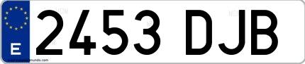Ejemplo de matrícula española 2453 DJB