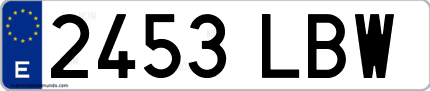 Ejemplo de matrícula de coche ordinaria 2453 LBW