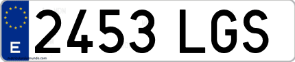 Ejemplo de matrícula de coche ordinaria 2453 LGS