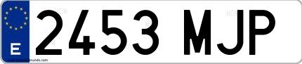 Ejemplo de matrícula española 2453 MJP