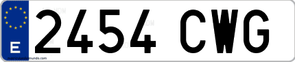 Ejemplo de matrícula de coche ordinaria 2454 CWG