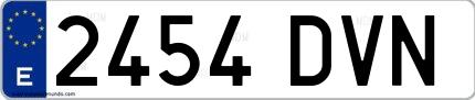 Ejemplo de matrícula española 2454 DVN