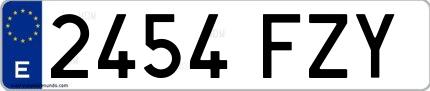 Ejemplo de matrícula española 2454 FZY