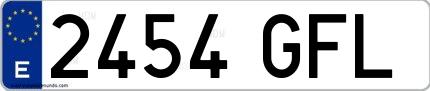 Ejemplo de matrícula española 2454 GFL