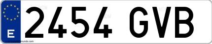 Ejemplo de matrícula española 2454 GVB
