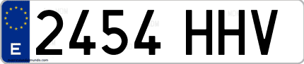 Ejemplo de matrícula de coche ordinaria 2454 HHV