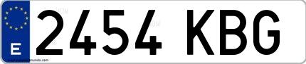 Ejemplo de matrícula española 2454 KBG