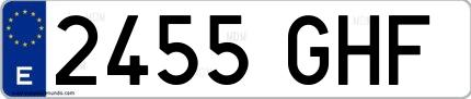 Ejemplo de matrícula española 2455 GHF