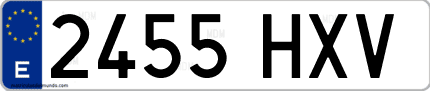 Ejemplo de matrícula de coche ordinaria 2455 HXV
