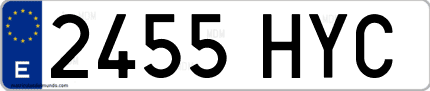 Ejemplo de matrícula de coche ordinaria 2455 HYC