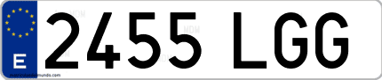 Ejemplo de matrícula de coche ordinaria 2455 LGG