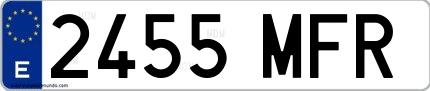 Ejemplo de matrícula española 2455 MFR