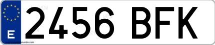 Ejemplo de matrícula española 2456 BFK