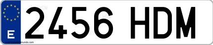 Ejemplo de matrícula española 2456 HDM