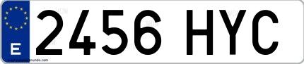 Ejemplo de matrícula española 2456 HYC