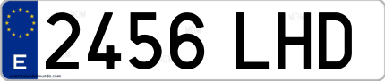 Ejemplo de matrícula de coche ordinaria 2456 LHD