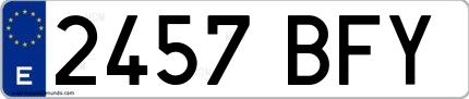 Ejemplo de matrícula española 2457 BFY