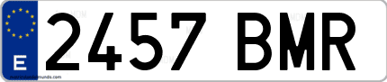 Ejemplo de matrícula de coche ordinaria 2457 BMR