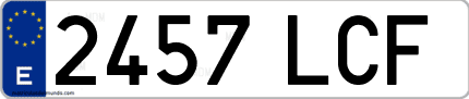 Ejemplo de matrícula de coche ordinaria 2457 LCF