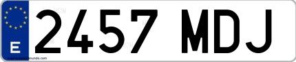 Ejemplo de matrícula española 2457 MDJ