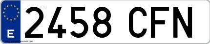 Ejemplo de matrícula española 2458 CFN