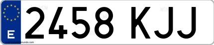 Ejemplo de matrícula española 2458 KJJ
