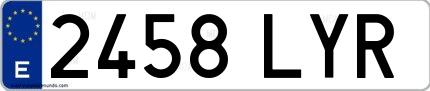 Ejemplo de matrícula española 2458 LYR