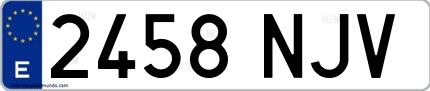 Ejemplo de matrícula española 2458 NJV