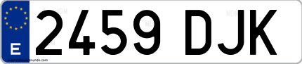 Ejemplo de matrícula de coche ordinaria 2459 DJK