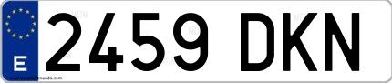 Ejemplo de matrícula española 2459 DKN