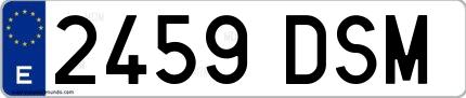 Ejemplo de matrícula española 2459 DSM