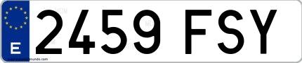 Ejemplo de matrícula española 2459 FSY