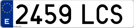 Ejemplo de matrícula de coche ordinaria 2459 LCS