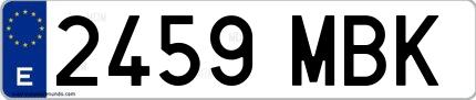 Ejemplo de matrícula española 2459 MBK