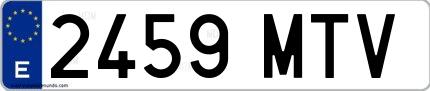 Ejemplo de matrícula española 2459 MTV