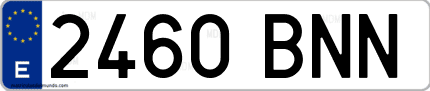 Ejemplo de matrícula de coche ordinaria 2460 BNN