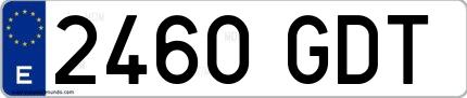 Ejemplo de matrícula española 2460 GDT