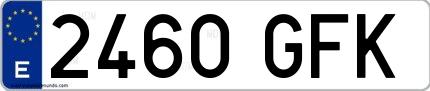 Ejemplo de matrícula española 2460 GFK