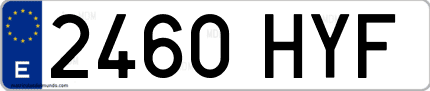Ejemplo de matrícula de coche ordinaria 2460 HYF