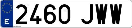 Ejemplo de matrícula española 2460 JWW