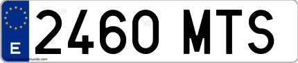 Ejemplo de matrícula de coche ordinaria 2460 MTS