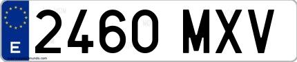 Ejemplo de matrícula española 2460 MXV