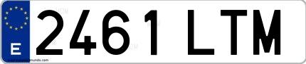 Ejemplo de matrícula de coche ordinaria 2461 LTM