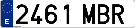 Ejemplo de matrícula de coche ordinaria 2461 MBR