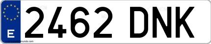 Ejemplo de matrícula española 2462 DNK