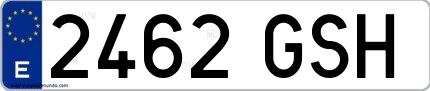 Ejemplo de matrícula española 2462 GSH